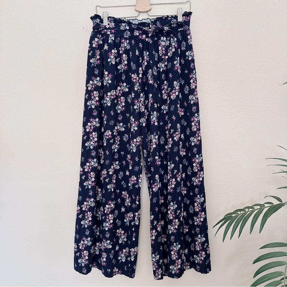 High Waisted Floral Wide Leg Flowy Pants